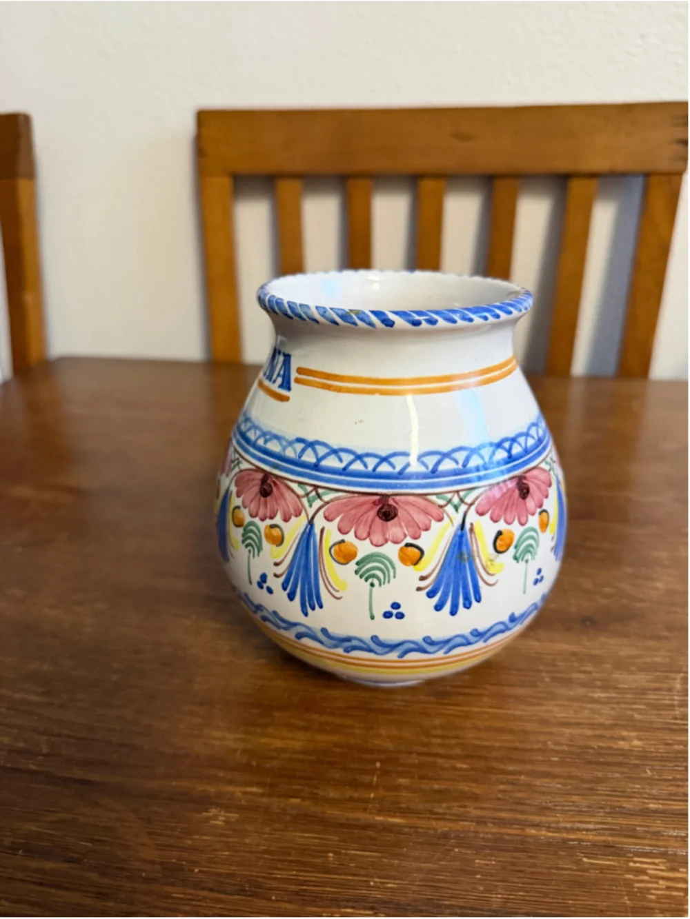 Vintage A.H. Puente Harina Flour Jar Hand Painted Spanish Pottery Ceramic Kitche